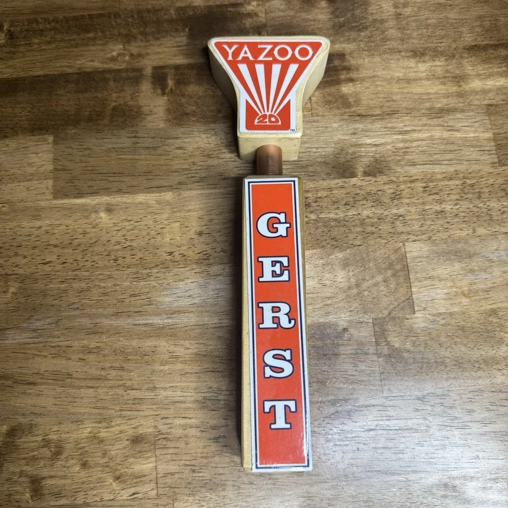 Yazoo Gerst Beer Tap Handle Wood Orange White Draft Kegerator Bar Man Cave Decor